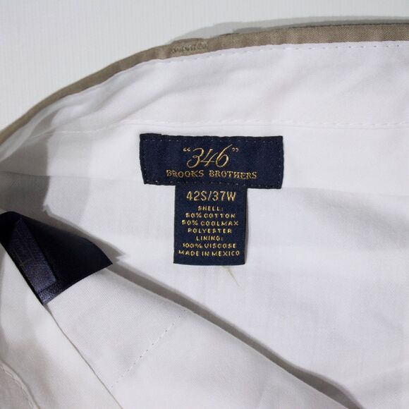 Brooks Brothers Suit Beige Coolmax Cotton Poly Men 42S (Pants Tailored to 34x27) - Picture 13 of 15